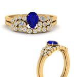 Load image into Gallery viewer, unique-pear-cluster-bezel-sapphire-bridal-ring-set-in-yellow-gold-FDENS3110PEGSABL-NL-YG.jpg