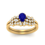 Load image into Gallery viewer, unique-pear-cluster-bezel-sapphire-bridal-ring-set-in-yellow-gold-FDENS3110PEGSABL-NL-YG.jpg