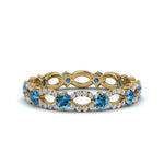 Load image into Gallery viewer, unique-vintage-eternity-diamond-ring-with-blue-topaz-in-yellow-gold-FDEWB8376BGICBLTO-NL-YG.jpg
