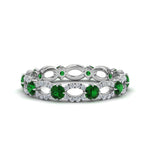 Load image into Gallery viewer, unique-vintage-eternity-diamond-ring-with-emerald-in-white-gold-FDEWB8376BGEMGR-NL-WG.jpg
