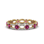 Load image into Gallery viewer, unique-vintage-eternity-diamond-ring-with-pink-sapphire-in-yellow-gold-FDEWB8376BGSADRPI-NL-YG.jpg
