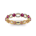 Load image into Gallery viewer, unique-vintage-eternity-diamond-ring-with-pink-sapphire-in-yellow-gold-FDEWB8376BGSADRPI-NL-YG.jpg
