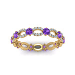 Load image into Gallery viewer, unique-vintage-eternity-diamond-ring-with-purple-topaz-in-yellow-gold-FDEWB8376BGVITO-NL-YG.jpg
