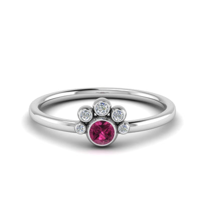 Unusual Gemstone Bezel Set Engagement Ring