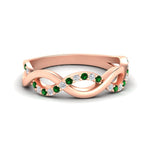 Load image into Gallery viewer, unusual-round-diamond-wedding-rings-with-emerald-in-rose-gold-FD-1122BGEMGR-NL-RG.jpg
