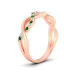 Load image into Gallery viewer, unusual-round-diamond-wedding-rings-with-emerald-in-rose-gold-FD-1122BGEMGR-NL-RG.jpg
