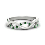 Load image into Gallery viewer, unusual-round-diamond-wedding-rings-with-emerald-in-white-gold-FD-1122BGEMGR-NL-WG.jpg
