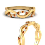 Load image into Gallery viewer, unusual-round-diamond-wedding-rings-with-orange-sapphire-in-yellow-gold-FD-1122BGSAOR-NL-YG.jpg
