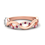 Load image into Gallery viewer, unusual-round-diamond-wedding-rings-with-pink-sapphire-in-rose-gold-FD-1122BGSADRPI-NL-RG.jpg
