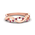 Load image into Gallery viewer, unusual-round-diamond-wedding-rings-with-pink-sapphire-in-rose-gold-FD-1122BGSADRPI-NL-RG.jpg
