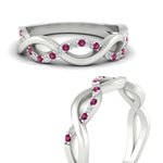 Load image into Gallery viewer, unusual-round-diamond-wedding-rings-with-pink-sapphire-in-white-gold-FD-1122BGSADRPI-NL-WG.jpg
