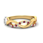 Load image into Gallery viewer, unusual-round-diamond-wedding-rings-with-pink-sapphire-in-yellow-gold-FD-1122BGSADRPI-NL-YG.jpg
