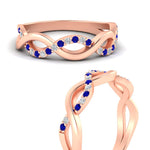 Load image into Gallery viewer, unusual-round-diamond-wedding-rings-with-sapphire-in-rose-gold-FD-1122BGSABL-NL-RG.jpg
