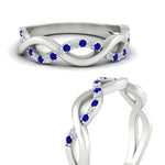 Load image into Gallery viewer, unusual-round-diamond-wedding-rings-with-sapphire-in-white-gold-FD-1122BGSABL-NL-WG.jpg
