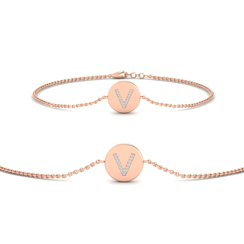 Alphabet disc diamond bracelet
