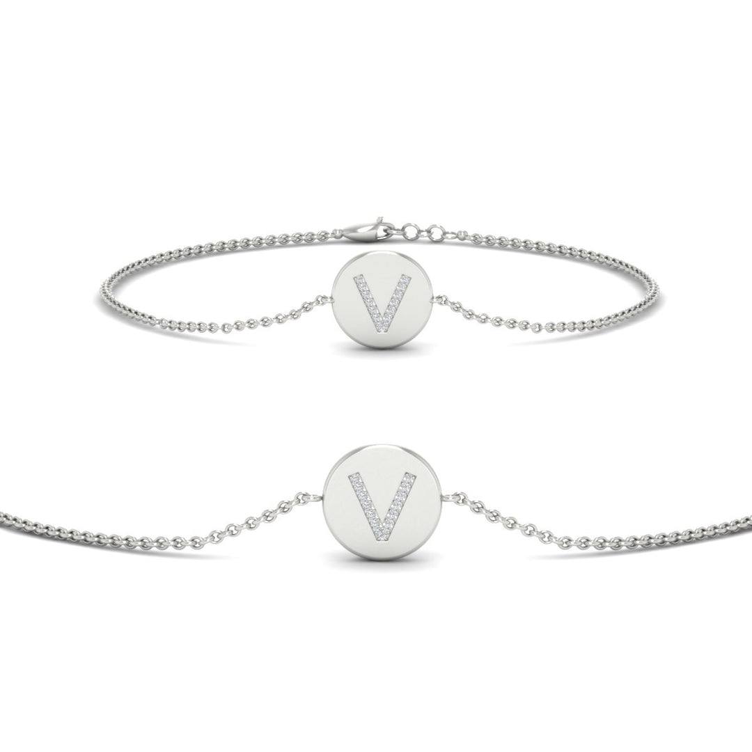 Alphabet disc diamond bracelet