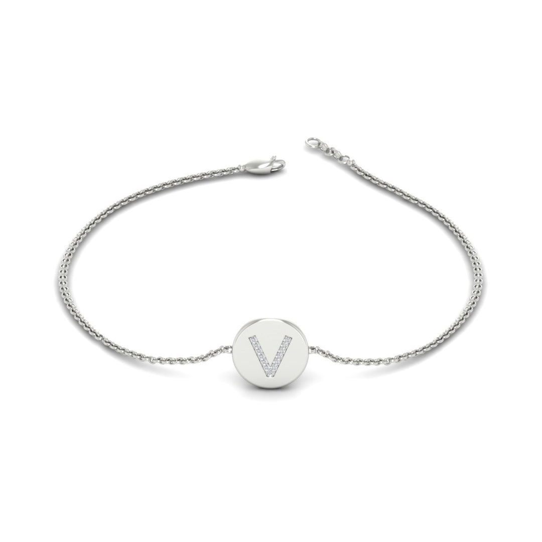 Alphabet disc diamond bracelet