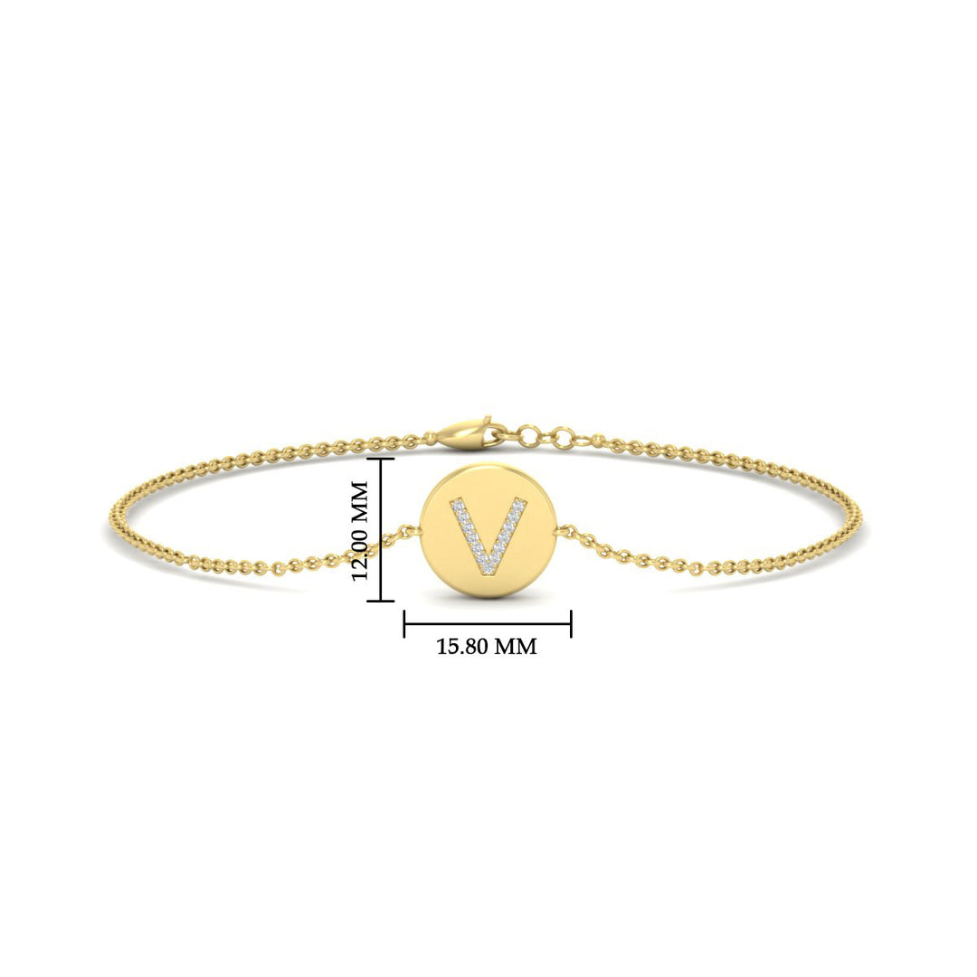 Alphabet disc diamond bracelet