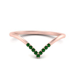 Load image into Gallery viewer, v-shape-emerald-stacking-wedding-band-in-rose-gold-FD9936BGEMGR-NL-RG.jpg
