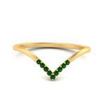 Load image into Gallery viewer, v-shape-emerald-stacking-wedding-band-in-yellow-gold-FD9936BGEMGR-NL-YG.jpg
