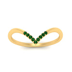 Load image into Gallery viewer, v-shape-emerald-stacking-wedding-band-in-yellow-gold-FD9936BGEMGR-NL-YG.jpg
