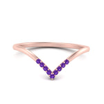 Load image into Gallery viewer, v-shape-purple-topaz-stacking-wedding-band-in-rose-gold-FD9936BGVITO-NL-RG.jpg
