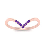 Load image into Gallery viewer, v-shape-purple-topaz-stacking-wedding-band-in-rose-gold-FD9936BGVITO-NL-RG.jpg
