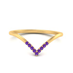 Load image into Gallery viewer, v-shape-purple-topaz-stacking-wedding-band-in-yellow-gold-FD9936BGVITO-NL-YG.jpg
