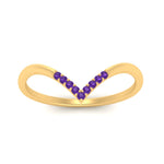 Load image into Gallery viewer, v-shape-purple-topaz-stacking-wedding-band-in-yellow-gold-FD9936BGVITO-NL-YG.jpg
