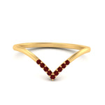 Load image into Gallery viewer, v-shape-ruby-stacking-wedding-band-in-yellow-gold-FD9936BGRUDR-NL-YG.jpg
