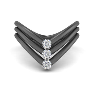 V Shaped Stackable Ring With Diamond