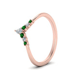 Load image into Gallery viewer, v-shaped-stacked-diamond-band-for-her-with-emerald-in-rose-gold-FD9335BGEMGR-NL-RG.jpg
