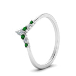 Load image into Gallery viewer, v-shaped-stacked-diamond-band-for-her-with-emerald-in-white-gold-FD9335BGEMGR-NL-WG.jpg
