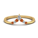 Load image into Gallery viewer, v-shaped-stacked-diamond-band-for-her-with-orange-sapphire-in-yellow-gold-FD9335BGSAOR-NL-YG.jpg
