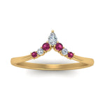 Load image into Gallery viewer, v-shaped-stacked-diamond-band-for-her-with-pink-sapphire-in-yellow-gold-FD9335BGSADRPI-NL-YG.jpg
