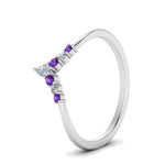 Load image into Gallery viewer, v-shaped-stacked-diamond-band-for-her-with-purple-topaz-in-white-gold-FD9335BGVITO-NL-WG.jpg
