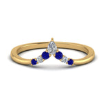 Load image into Gallery viewer, v-shaped-stacked-diamond-band-for-her-with-sapphire-in-yellow-gold-FD9335BGSABL-NL-YG.jpg
