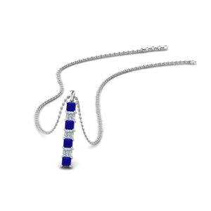 Princess Cut Vertical Bar Necklace