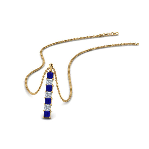vertical-bar-necklace-seven-princess-cut-diamond-with-blue-sapphire-in--FDPD8416GSABL-NL-YG