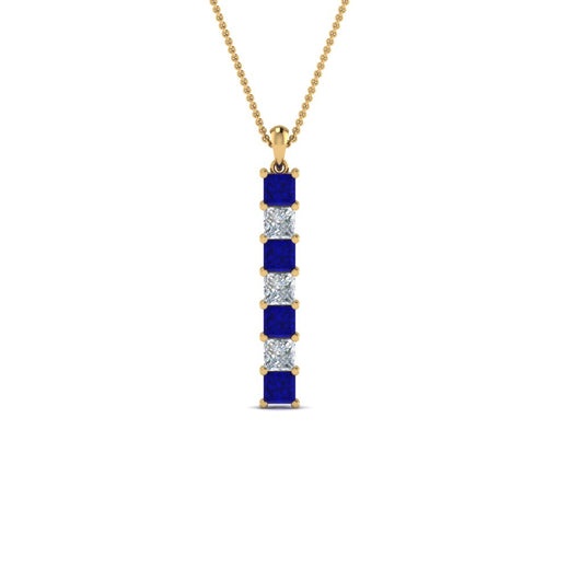 vertical-bar-necklace-seven-princess-cut-diamond-with-blue-sapphire-in--FDPD8416GSABL-NL-YG