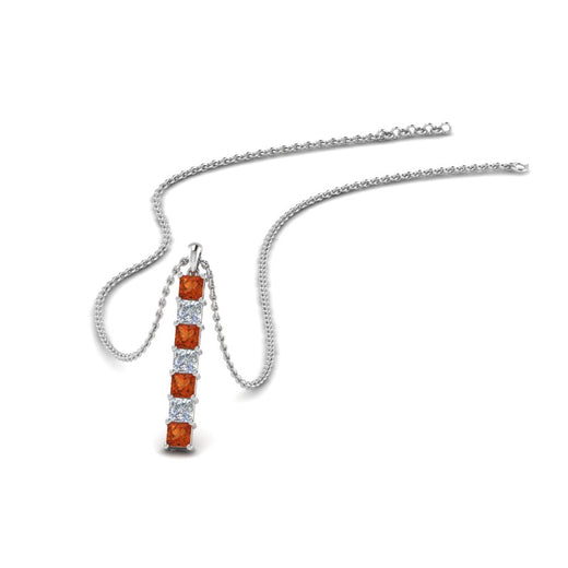 vertical-bar-necklace-seven-princess-cut-diamond-with-orange-sapphire-in--FDPD8416GSAOR-NL-WG