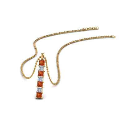 Princess Cut Vertical Bar Necklace