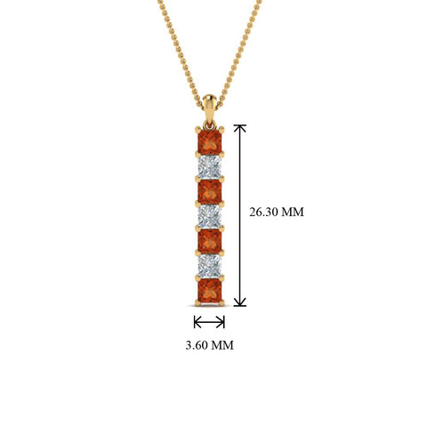 vertical-bar-necklace-seven-princess-cut-diamond-with-orange-sapphire-in--FDPD8416GSAOR-NL-YG
