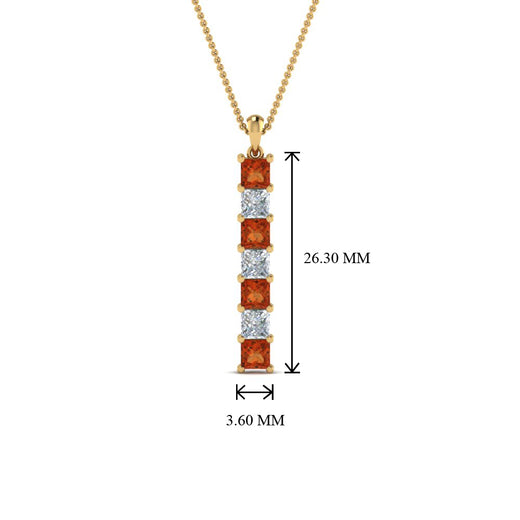 vertical-bar-necklace-seven-princess-cut-diamond-with-orange-sapphire-in--FDPD8416GSAOR-NL-YG