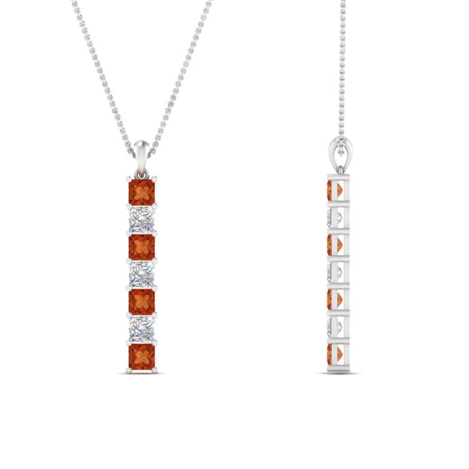vertical-bar-necklace-seven-princess-cut-diamond-with-orange-sapphire-in--FDPD8416GSAOR-NL-WG