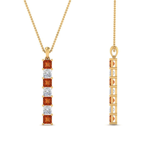 vertical-bar-necklace-seven-princess-cut-diamond-with-orange-sapphire-in--FDPD8416GSAOR-NL-YG