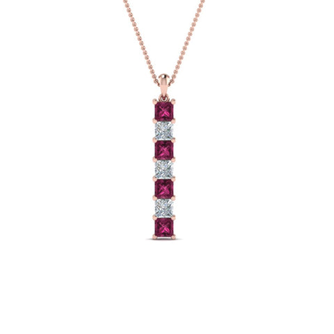 vertical-bar-necklace-seven-princess-cut-diamond-with-pink-sapphire-in-FDPD8416GSADRPI-NL-RG