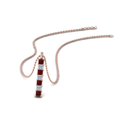 Princess Cut Vertical Bar Necklace
