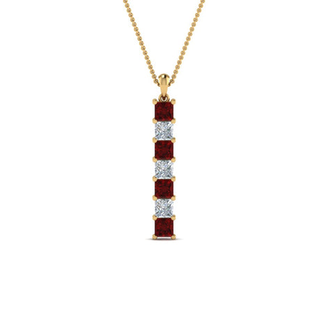 vertical-bar-necklace-seven-princess-cut-diamond-with-ruby-in--FDPD8416GRUDR-NL-YG