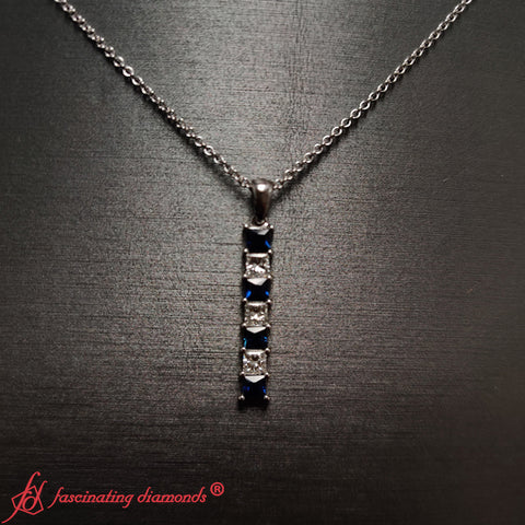 Princess Cut Vertical Bar Necklace